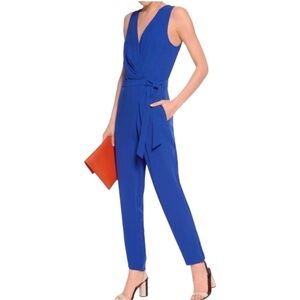 Diane Von Furstenberg Blue Cordia Wrap Jumpsuit